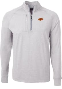 Cutter and Buck Oklahoma State Cowboys Mens Grey Adapt Eco Knit Big and Tall 1/4 Zip Pullover