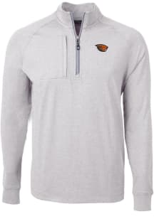 Cutter and Buck Oregon State Beavers Mens Grey Adapt Eco Knit Big and Tall 1/4 Zip Pullover