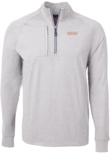 Cutter and Buck Pacific Tigers Mens Grey Adapt Eco Knit Big and Tall 1/4 Zip Pullover