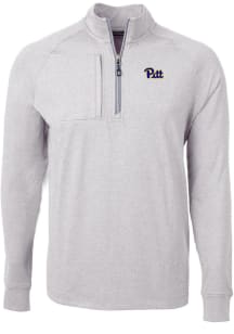 Cutter and Buck Pitt Panthers Mens Grey Adapt Eco Knit Big and Tall 1/4 Zip Pullover