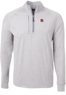 Cutter and Buck Rutgers Scarlet Knights Mens Grey Adapt Eco Knit Big and Tall 1/4 Zip Pullover
