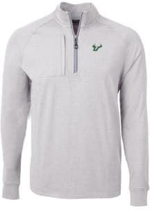 Cutter and Buck South Florida Bulls Mens Grey Adapt Eco Knit Big and Tall 1/4 Zip Pullover