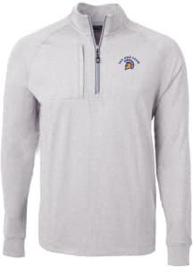 Cutter and Buck San Jose State Spartans Mens Grey Adapt Eco Knit Big and Tall 1/4 Zip Pullover
