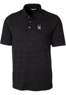 Cutter and Buck Northwestern Wildcats Mens Black Tri-Blend Space Dye Big and Tall Polos Shirt