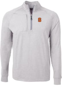 Cutter and Buck Syracuse Orange Mens Grey Adapt Eco Knit Big and Tall 1/4 Zip Pullover
