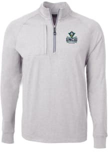Cutter and Buck UNCW Seahawks Mens Grey Adapt Eco Knit Big and Tall 1/4 Zip Pullover
