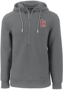 Cutter and Buck St Louis Cardinals Mens Grey STL Logo Roam Long Sleeve Hoodie