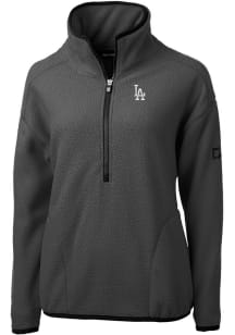 Cutter and Buck Los Angeles Dodgers Womens Grey Cascade Eco Sherpa 1/4 Zip Pullover