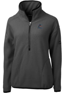 Cutter and Buck Miami Marlins Womens Grey Cascade Eco Sherpa 1/4 Zip Pullover