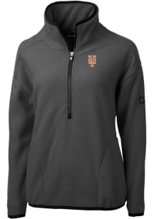 Cutter and Buck New York Mets Womens Grey Cascade Eco Sherpa 1/4 Zip Pullover