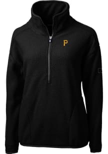 Cutter and Buck Pittsburgh Pirates Womens Black Cascade Eco Sherpa 1/4 Zip Pullover