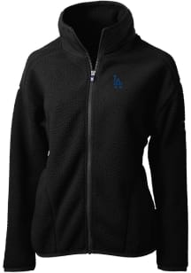 Cutter and Buck Los Angeles Dodgers Womens Black Cascade Eco Sherpa Long Sleeve Full Zip Jacket