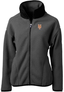 Cutter and Buck New York Mets Womens Grey Cascade Eco Sherpa Long Sleeve Full Zip Jacket