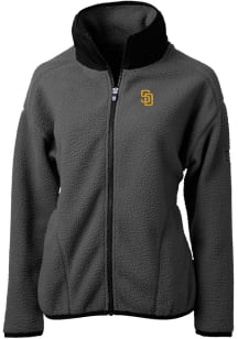 Cutter and Buck San Diego Padres Womens Grey Cascade Eco Sherpa Long Sleeve Full Zip Jacket