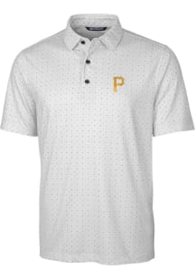 Cutter and Buck Pittsburgh Pirates Mens Grey Pike Double Dot Short Sleeve Polo