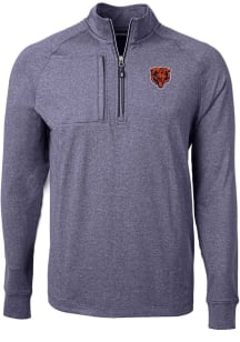 Cutter and Buck Chicago Bears Mens Navy Blue Adapt Heathered Long Sleeve Qtr Zip Pullover