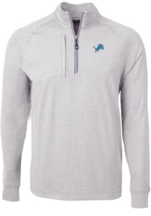 Cutter and Buck Detroit Lions Mens Grey Adapt Heathered Long Sleeve 1/4 Zip Pullover