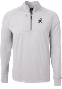Cutter and Buck Cleveland Browns Mens Grey Adapt Heathered Long Sleeve 1/4 Zip Pullover