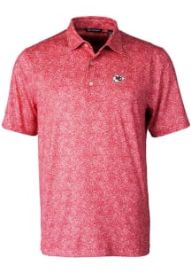 Cutter and Buck Kansas City Chiefs Mens Red Pike Constellation Print Short Sleeve Polo