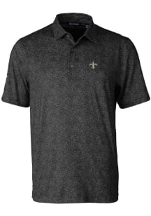 Cutter and Buck New Orleans Saints Mens Black Pike Constellation Print Short Sleeve Polo