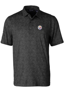 Cutter and Buck Pittsburgh Steelers Mens Black Pike Constellation Print Short Sleeve Polo