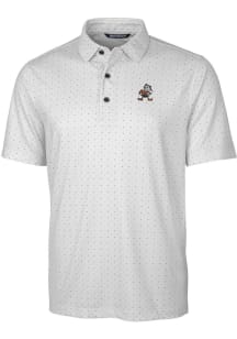 Cutter and Buck Cleveland Browns Mens Grey Pike Double Dot Short Sleeve Polo