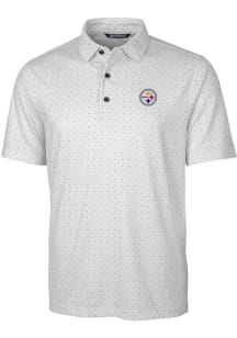 Cutter and Buck Pittsburgh Steelers Mens Grey Pike Double Dot Short Sleeve Polo