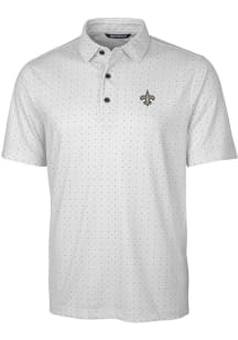 Cutter and Buck New Orleans Saints Mens Grey Pike Double Dot Short Sleeve Polo