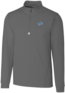 Cutter and Buck Detroit Lions Mens Grey Traverse Long Sleeve Qtr Zip Pullover