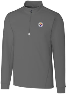 Cutter and Buck Pittsburgh Steelers Mens Grey Traverse Long Sleeve 1/4 Zip Pullover