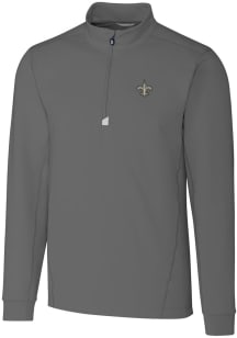 Cutter and Buck New Orleans Saints Mens Grey Traverse Long Sleeve Qtr Zip Pullover