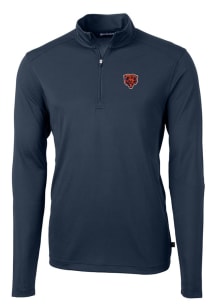 Cutter and Buck Chicago Bears Mens Navy Blue Virtue Long Sleeve Qtr Zip Pullover