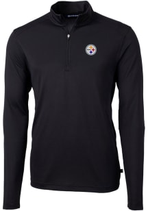 Cutter and Buck Pittsburgh Steelers Mens Black Virtue Long Sleeve 1/4 Zip Pullover