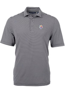 Cutter and Buck Pittsburgh Steelers Mens Black Virtue Stripe Short Sleeve Polo