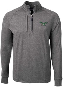 Cutter and Buck Philadelphia Eagles Mens Black Adapt Heathered Long Sleeve 1/4 Zip Pullover