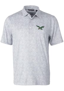 Cutter and Buck Philadelphia Eagles Mens Grey Pike Constellation Print Short Sleeve Polo