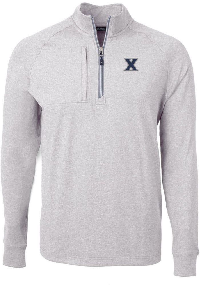 Cutter and Buck Xavier Musketeers Mens Grey Adapt Eco Knit Big Tall 1/4 Zip Pullover