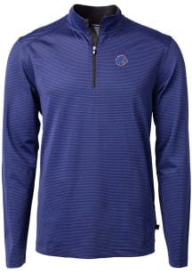 Cutter and Buck Boise State Broncos Mens Blue Virtue Eco Pique Big and Tall 1/4 Zip Pullover