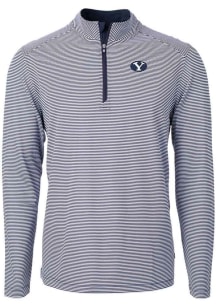 Cutter and Buck BYU Cougars Mens Navy Blue Virtue Eco Pique Big and Tall 1/4 Zip Pullover