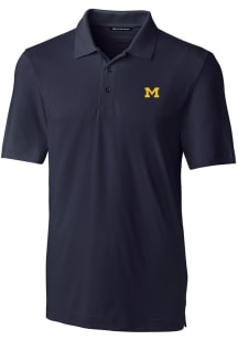 Mens Michigan Wolverines Navy Blue Cutter and Buck Forge Stretch Short Sleeve Polo Shirt