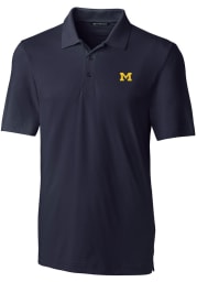 Cutter and Buck Michigan Wolverines Mens Navy Blue Forge Stretch Short Sleeve Polo