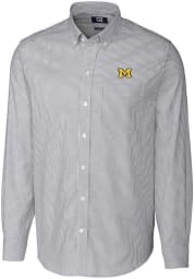 Cutter and Buck Michigan Wolverines Mens Grey Easy Care Long Sleeve Dress Shirt