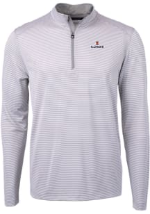 Cutter and Buck Illinois Fighting Illini Mens Grey Virtue Eco Pique Big and Tall 1/4 Zip Pullove..