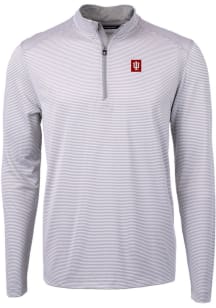 Cutter and Buck Indiana Hoosiers Mens Grey Virtue Eco Pique Big and Tall 1/4 Zip Pullover