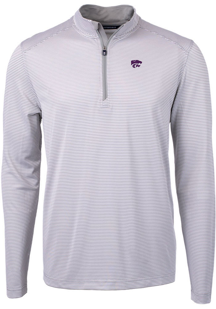 Cutter and Buck K-State Wildcats Mens Grey Virtue Eco Pique Big and Tall 1/4 Zip Pullover