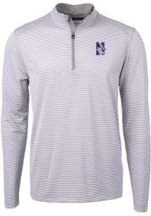 Cutter and Buck Northwestern Wildcats Mens Grey Virtue Eco Pique Big and Tall 1/4 Zip Pullover