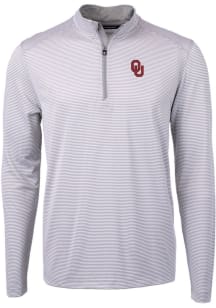 Cutter and Buck Oklahoma Sooners Mens Grey Virtue Eco Pique Big and Tall 1/4 Zip Pullover