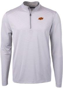 Cutter and Buck Oklahoma State Cowboys Mens Grey Virtue Eco Pique Big and Tall 1/4 Zip Pullover