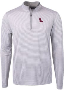 Cutter and Buck Ole Miss Rebels Mens Grey Virtue Eco Pique Stripe Big and Tall Qtr Zip