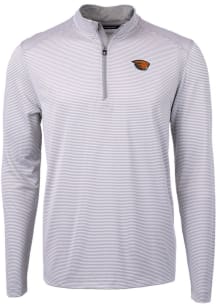 Cutter and Buck Oregon State Beavers Mens Grey Virtue Eco Pique Big and Tall 1/4 Zip Pullover